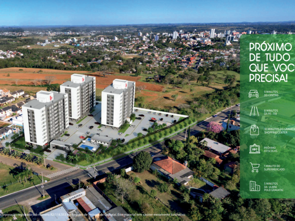 APARTAMENTO NA PLANTA COM 2 DORMITÓRIOS – GRAVATAÍ – CADIZ