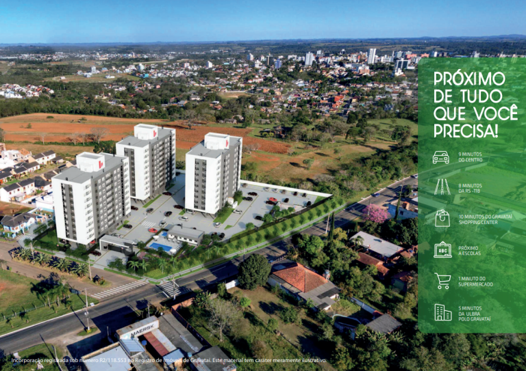 APARTAMENTO NA PLANTA COM 2 DORMITÓRIOS – GRAVATAÍ – CADIZ