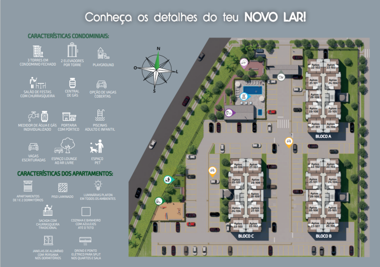 APARTAMENTO NA PLANTA COM 2 DORMITÓRIOS – GRAVATAÍ – CADIZ